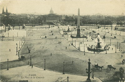 絵葉書　パリコンコルド広場とガス灯　19世紀