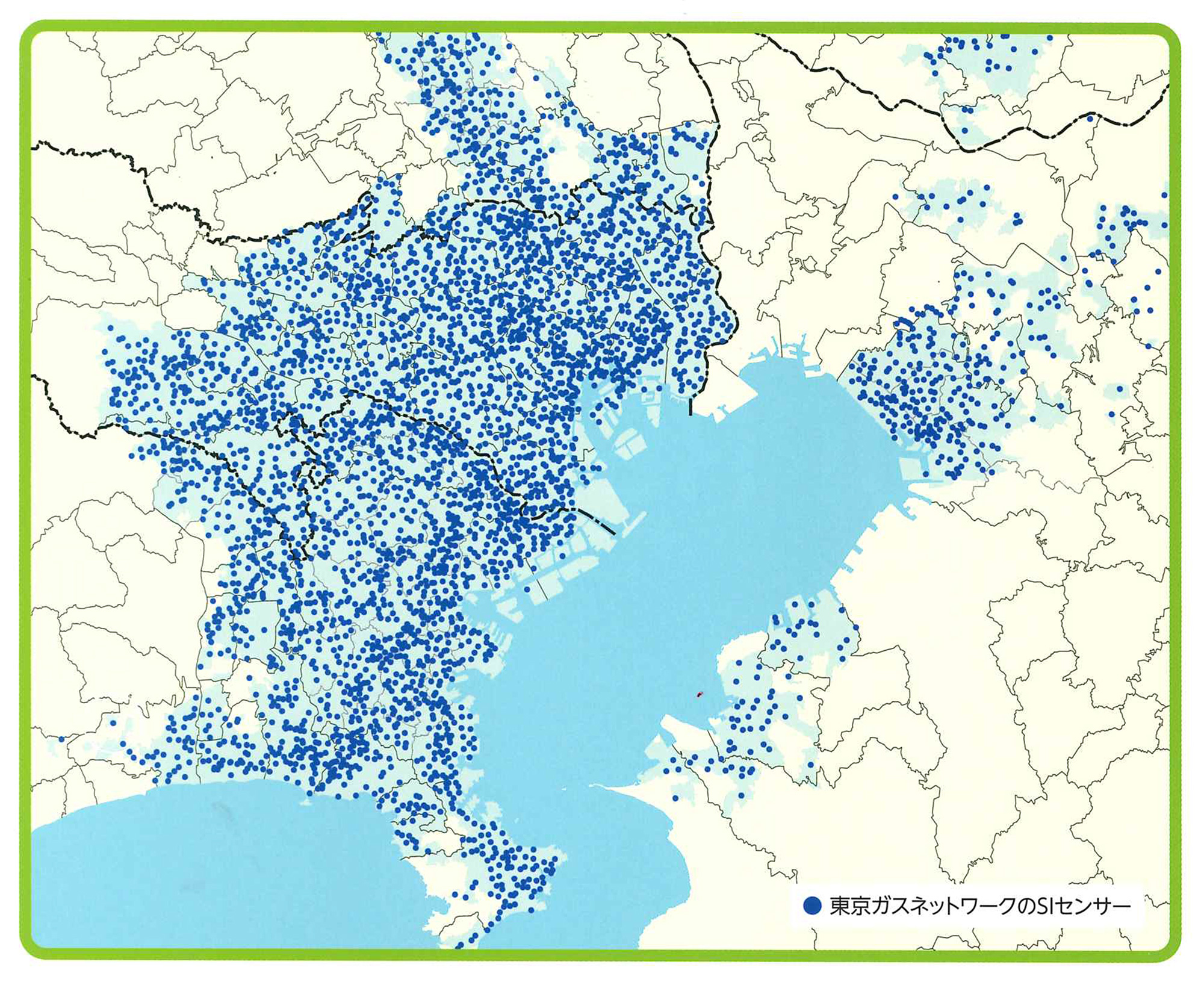 イラスト「東京ガスエリア内のSIセンサーの分布図」(東京ガスネットワーク)